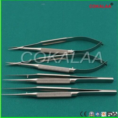 4pcs/set 14cm medical Stainless steel microsurgical instruments microsurgery instruments Kit scissors needle holder forceps