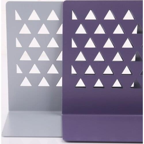 Metal Hollow Desktop Organizer Bookends Book Ends Support Stand Holder Shelf Bookrack Home Office Supplies P9YA