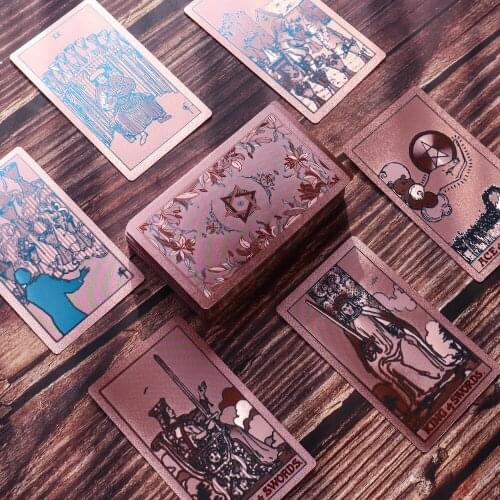 78 Cards Set Holographic Tarot Cards Foil Oracle Shadow Deck Divination Collection Golden Rose Tarot Cards Deck Waite Board Game