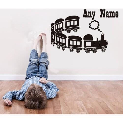 Wall Decal Long Train For Kids Room Nursery Name Personalized Name Lovely Cartoon Train Boys Girls Children Bedroom Decor WW-24