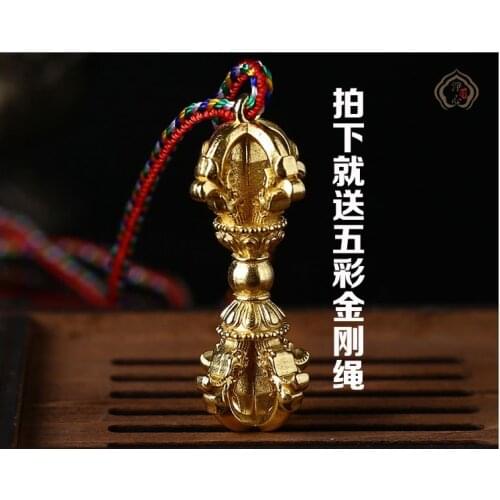 Very Beautiful Rare Brass Tibetan Buddhist Vajra Hsiang mo ch'u Shadow Sword Talisman Good Lucky