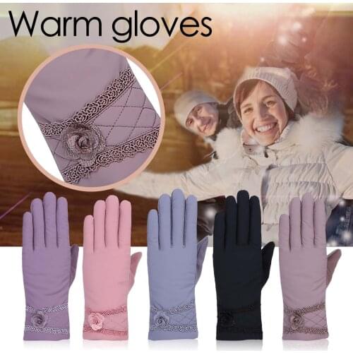 Womens Gloves Winter Fleece Thickened Warm Gloves With Rainproof Silk Material Mittens Lining Riveted Clasp High-quality Gloves