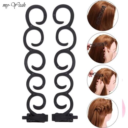 2 Pcs/Set Lady French Hair Braiding Tool Magic Hair Twist Styling Clip Braider Roller Bun Maker DIY Hair Band Accessories