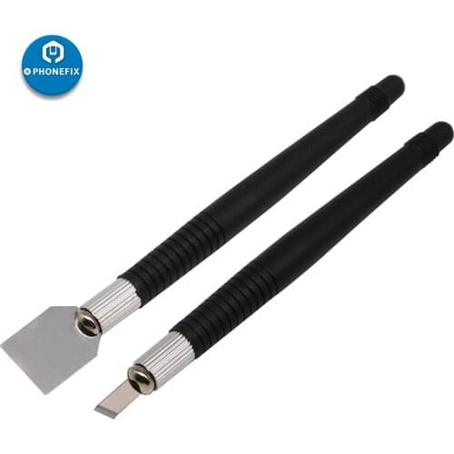 2 Kinds Phone Motherboard UV Glue Cleaner Remover Tin Scraper Solder Paste Scraping Knife Set for PCB BGA Glue Repair Cleaning