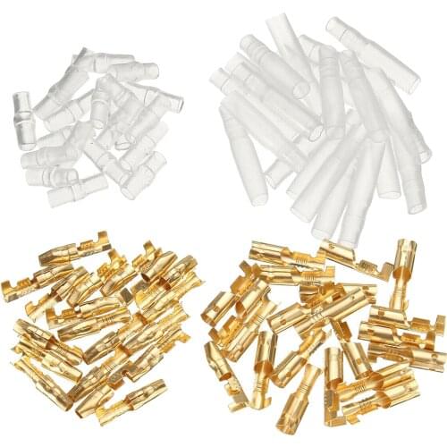 200Pcs 4mm Brass Male and Female Bullet Terminals Wire Connector with Insulating Sleeves for Car Truck Motorcycle Bike