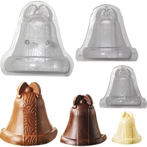 3 style 3D Christmas bell shape Polycarbonate chocolate Molds DIY Candy christmas cake decorations mould