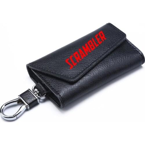 3D cowhide Key key case Holder Chain Collection Keychain for Ducati Scrambler Motorcycle Badge Keyring