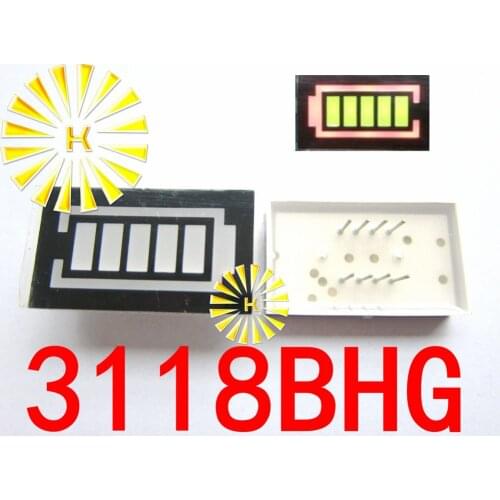 50PCS x 5 Segment Battery Style LED Digital Tube Display Yellow Green LED Inner + Red LED Outer 3118BHG