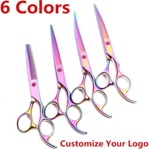 7'' Dogs Grooming Thinning Cat Hair Cutting Shears Animal Barber Cutting Scissors Set Pet Grooming Scissors Up Down Curved 4003