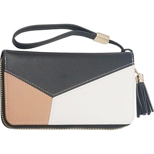 8PCS / LOT New Large Capacity Ladies Clutch Wallet Casual Leather Wallets Women Phone Card Holder Purses