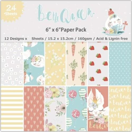 KLJUYP 12 Sheets Be The Queen Scrapbooking Pads Paper Origami Art Background Paper Card Making DIY Scrapbook Paper Craft