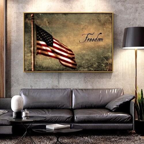Artcozy Oil Canvas Painting USA Freedom Flag For Home Decoration Wall Art