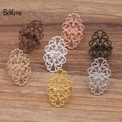 BoYuTe (20 Piececs/Lot) 20*30MM Metal Brass Filigree Ring Base Setting Handmade Diy Jewelry Materials Wholesale