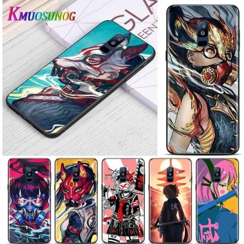 Anime girl samurai For Samsung Galaxy A9 A8 Star A8S A7 A6 A6S A5 A3 Plus 2018 2017 2016 A750 Black Phone Case