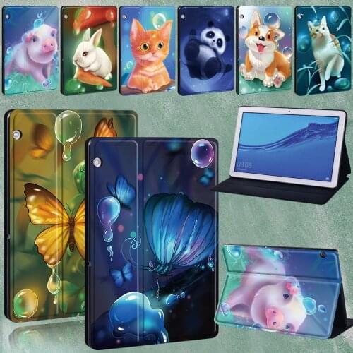 For Huawei MediaPad T3 8.0/T3 10 9.6"/T5 10 10.1"/Mediapad M5 Lite 10.1"/M5 10.8" Leather Animal Series Tablet Stand Case Case