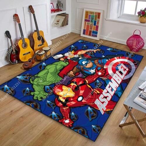 Disney Marvel Captain America Rug Bedroom Living Room Non slip Iron Man Hulk Thor Floor Mat Adult Kids Children Boys Game Carpet