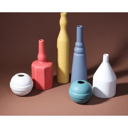 European Morandi Ceramic Vase Living Room Home Furnishings Study Office Desktop Decorations Artificial Flower Vase ornaments