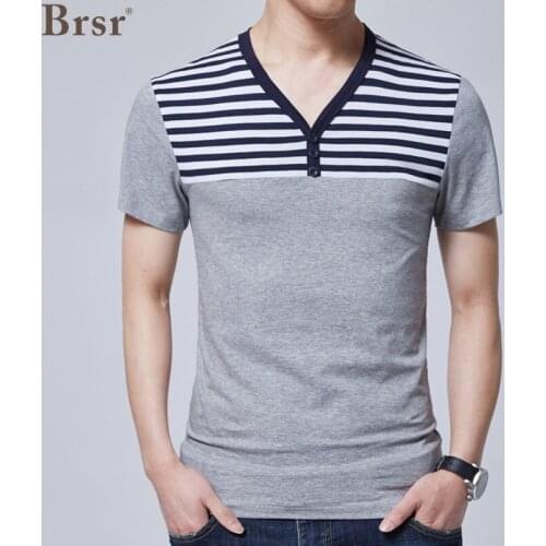 New Summer T Shirt Men Patch Design Solid Color Short Sleeve V Neck Mens T-shirt Casual Slim Tee Hommes Tshirt Tops Streetwear