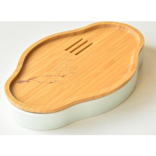 Japanese-Style Ceramic Tea Tray Mini Water Storage Small Dry Tea Tray Tea Table Tea Tray Bamboo Panel Shadow Kungfu Tea Tray