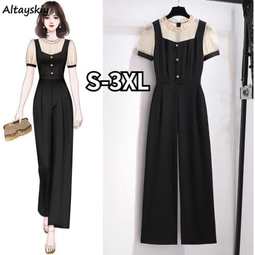 Jumpsuits Women Patchwork Tender Ladies Classy All-match Casual Loose Gentle Elegant Fashion Plus Size Stylish Streetwear New