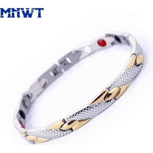 MNWT Health Energy Magnetic Ion Germanium Bracelet Men Pulseras Fashion Hombre Stainless Steel Bracelets For Women Male Gift