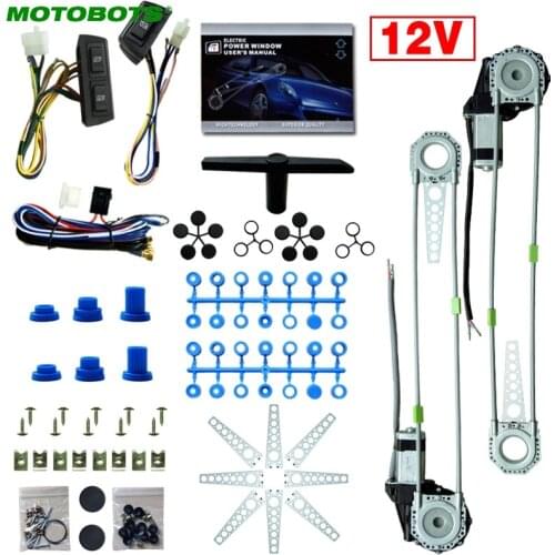 MOTOBOTS 1Set Universal 2-Doors Car Auto Electric Power Window Kits with 3pcs/Set Switches and Harness DC12V