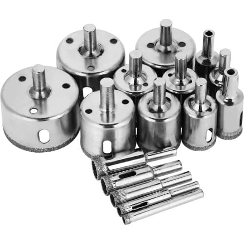 16PCS 6-50mm Diamond Tool Drill Bit Hole Saw Set Glass Tile Hollow Core Extractor Remover Tool