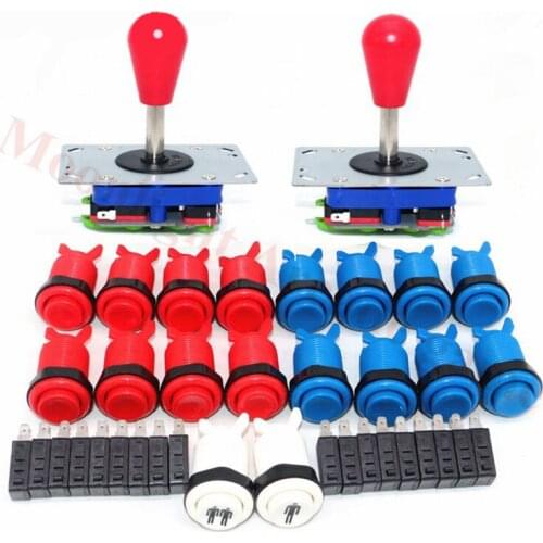 2 Players Arcade DIY Parts Kit For 2PCS Oval Ball Top Zippy Joystick + 18PCS Happ Buttons with Mirco-switch For Jamma USB MAME