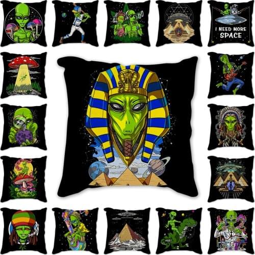 Alien Franco Cushion Cover Cartoon Pillow Cover Throw Pillows For Living Room Funda Cojin 18x18inch Christmas Farmhouse Decor