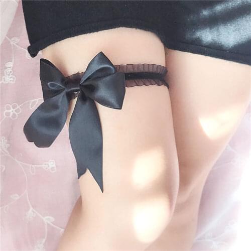 Lingerie Wedding Gift Party Bridal Accessories Cosplay Sexy Lace Elastic Leg Garter Belt with Ribbon Bow Suspender Thigh Harness