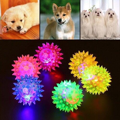 Wholesale Dog Puppy Cat Pet LED Squeaky Rubber Chewing Bell Ball Hedgehog Fun Toys 7KHX