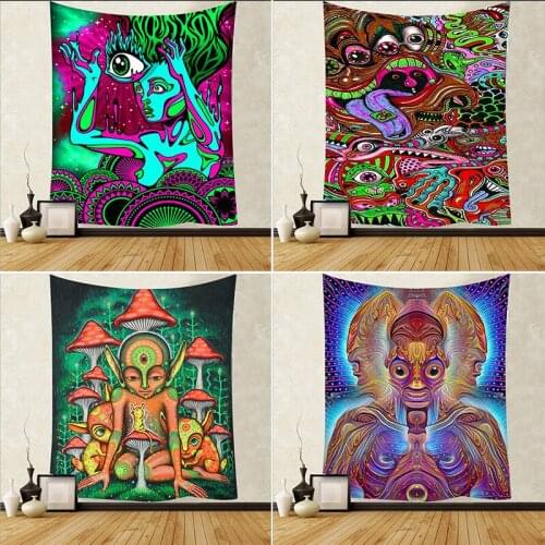 Psychedelic style hanging cloth, abstract background cloth, bedroom bedside home decoration tapestry