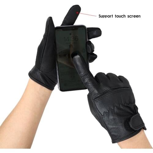 QIANGLEAF Black Goat Leather Motorcycle Cycling Sport Safety Protection Gloves Mens Driving Work Mittens Wholesale Sample 550SY