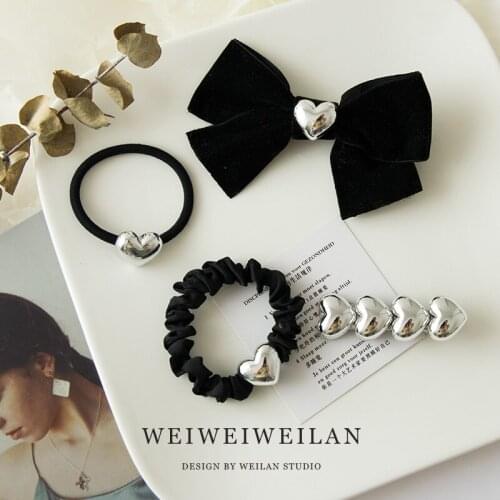 New Fashion Heart-shaped Hairpin Hair Rope Retro Broken Hairpin Elastic Band Geometric Headdress Accessories