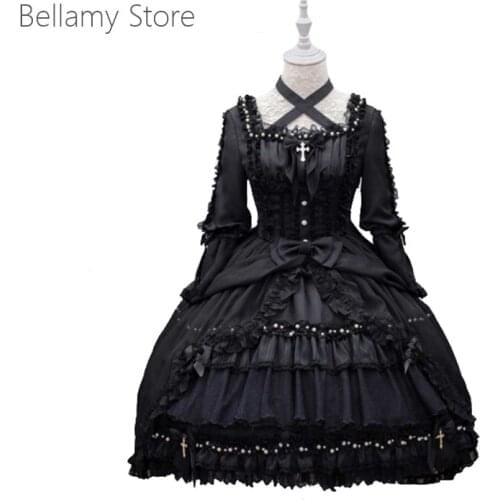 Dream Cross Gorgeous Black Gothic Lolita OP Dress
