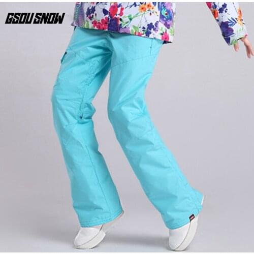 GSOU SNOW Outdoor Womens Ski Trousers Breathable Warm Windproof Waterproof Ski Multicolor Optional Pants For Lady Size XS-L