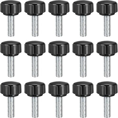 Uxcell 15pcs M4 M5 M6 Knurled Clamping Nut Knob Male Thread Straight Round Head Locking Knob Grip 30mm 20mm 10mm 15mm 16mm Long