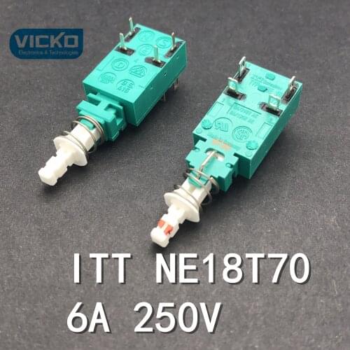 [VK]ORIGINAL ITT NE18T70 self lock switch silver alloy contact power switch 6A 250V button switch