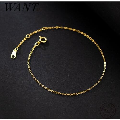 WANTME 925 Sterling Silver Minimalist Fashion Punk Cuban Link Chain Charm Bracelet For Women Rock Hip Hop Jewelry Accessories