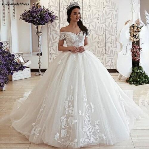 Vestidos De Novia Wedding Dressess 2019 Appliques Lace Up Off Shoulder Bride Dresses Robe de mariee Wedding Gowns abito da sposa