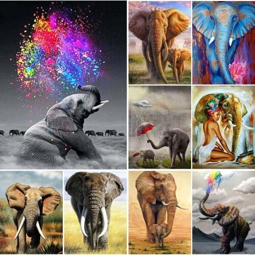 5D DIY Diamond Painting Animal Elephant Diamond Mosaic Cross Stitch Handmade Rhinestones Pictures Full Drill Gift Home Decor