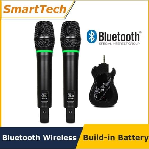 New Rechargerable UHF Wireless Bluetooth Microphone Live Broadcasting Microphones Handheld Mic Phone Computer Karaoke microfono
