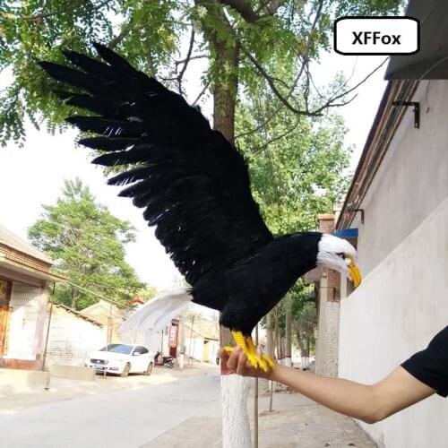 Big simulation black eagle model foam&feather wings eagle bird toy gift about 45x80cm xf0672