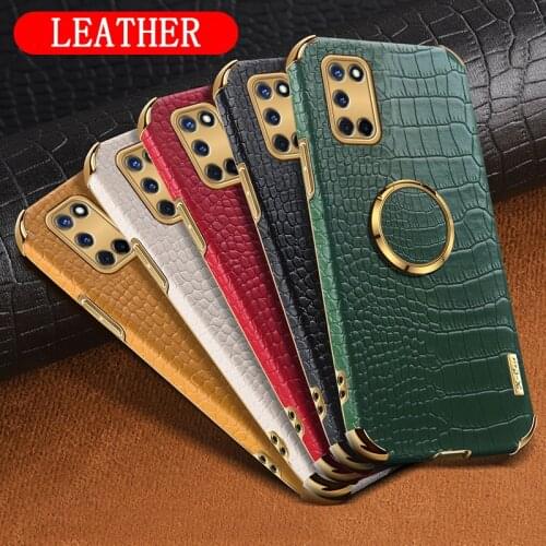 For OPPO Reno 3 4 SE 5 Pro Plus Realme C12 C15 V15 Case Leather Magnetic Ring Silicone Phone Cover F11 A93 A72 A52 A32 A8 Cases