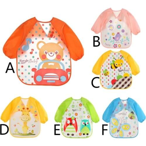 Baby Bibs&Burp Clothes EVA Bib Waterproof Long Sleeve Cartoon Kids Drawing Smock Feeding Accessories Baby bibs for Babies 18Jul8