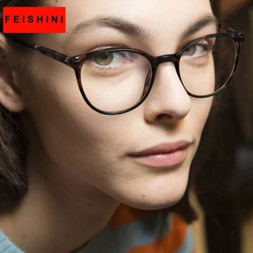 Feishini Tiny Fake Glasses Anti Blue Light Glasses Blocking Filter Reduces Eyewear Strain Clear Eye glasses Frame Women Cat eye