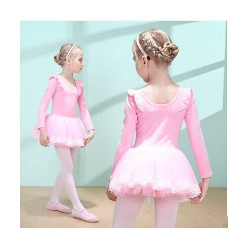 Leotards gymnastics for girls long sleeve ballerina ballet kids cotton dance children dresses tutu skirt dress costume dancewear