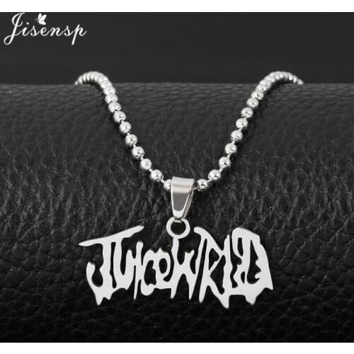 Hip-hop Stainless Steel Juice WRLD Letters Pendant Necklace Round Bead Chain Necklaces for Women Men Fans Gift Collier Femme