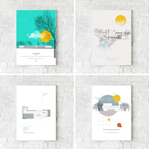 Illustration. Architecture icon. Architectural journey. Barcelona. Spain.German Pavilion