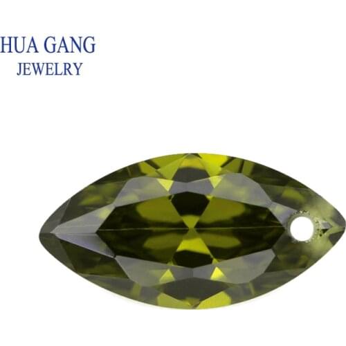 Single Hole AAAAA Marquise Shape Peridot Cubic Zirconia Stone For Jewerly Making Size 4X8-10x20mm High Quality Loose CZ Stone